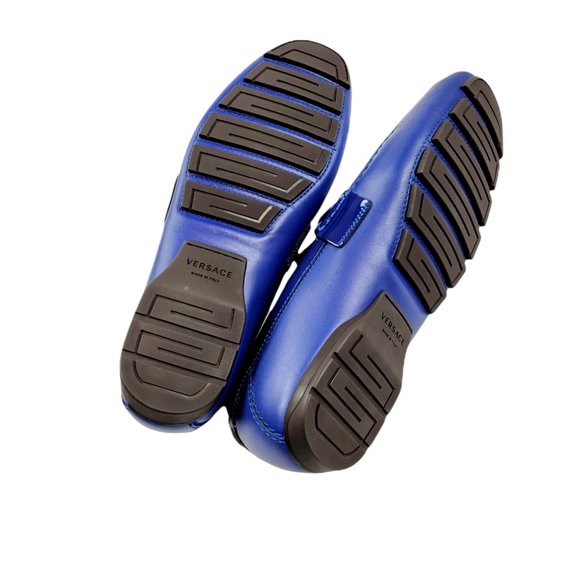 NEW Versace Blue Suede and Leather Medusa Loafers - Picture 9 of 10